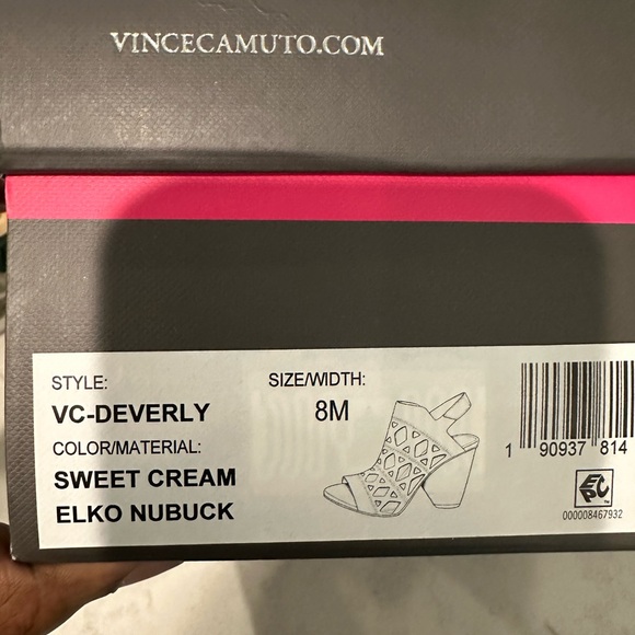 Vince Camuto "Deverly" cutout nubuck heeled sandals Size 8 New in Box - Picture 8 of 8